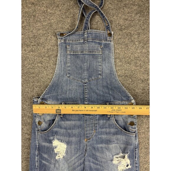 Guess Jeans Jeans Womens 27 Blue Distressed Ripped Denim Bib Overalls Skinny Leg - Picture 2 of 8